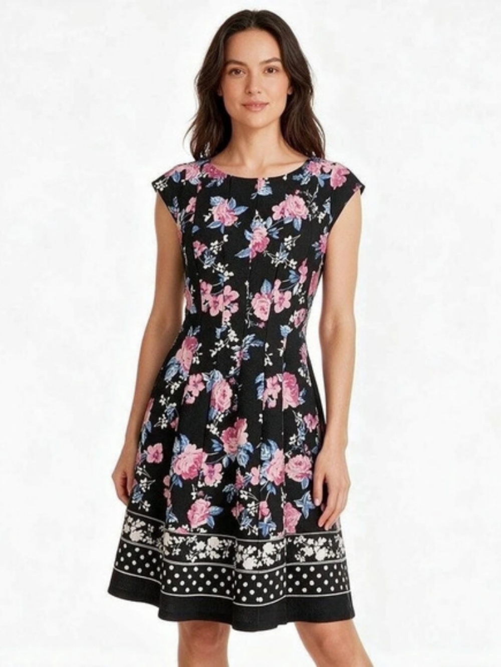 ELLE Floral Mini Dress in Black & Pink Size Medium